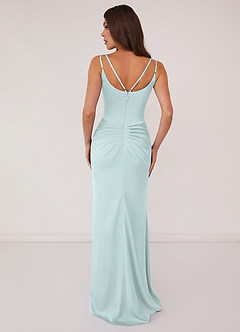 Barbie ♥ Azazie Final Sale Barbie Pink Mermaid Pleated Stretch Satin Dress image7