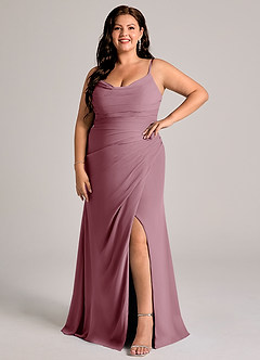 Azazie Deandra Bridesmaid Dresses Vintage Mauve Mermaid Pleated Chiffon Dress image9