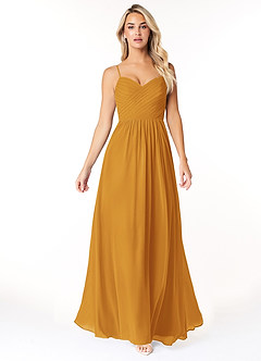 Azazie Lisbon Bridesmaid Dresses Butterscotch A-Line Sweetheart Neckline Chiffon Dress image5