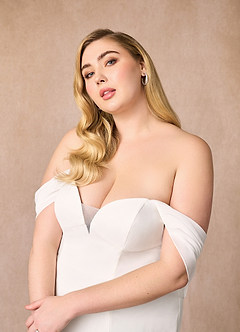 Azazie Laylah Wedding Dresses Diamond White Mermaid Off the Shoulder Chiffon Dress image15