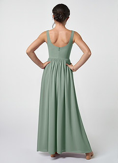 Azazie Keyla Junior Silver Sage A-Line Pleated Chiffon Dress image2
