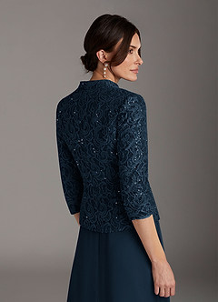 Azazie Cornelia Mother of the Bride Dresses Dark Navy Sheath Square Neckline Sequins Chiffon Dress image11