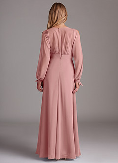 Azazie Matilda Bridesmaid Dresses Dusty Rose A-Line Long Sleeve Chiffon Dress image5