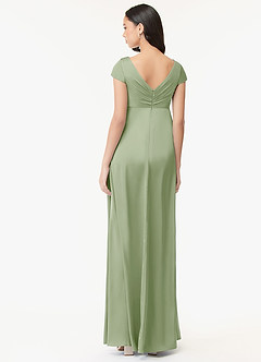 Azazie Allessia Robes de demoiselle d'honneur de maternité Robe Trapèze Plissée Longueur ras du sol Satin extensible image2