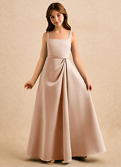 Azazie Emiko Girls Formal Abiti da Ragazza di Fiori Abito A-Line in Raso Opaco Plissettato Rosa Inglese image4