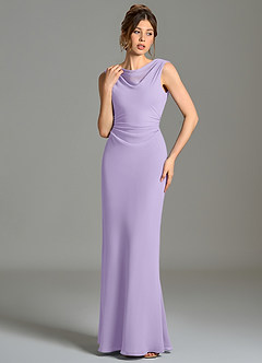 Azazie Kieryn Bridesmaid Dresses Lilac Mermaid Pleated Chiffon Dress image4