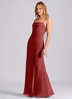 Azazie Grata Brudtärnklänningar Klä av Sjöjungfru i Chiffong Plisserad Rost image4