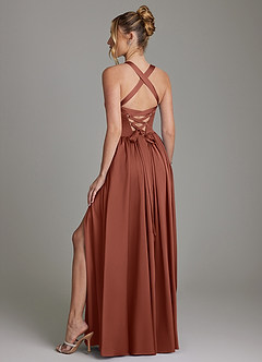 Azazie Francis Bridesmaid Dresses Auburn A-Line Corset Stretch Satin Dress image7