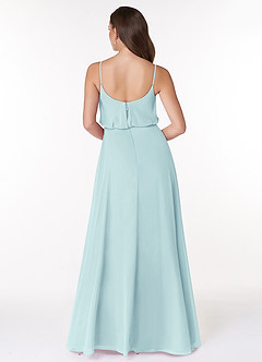 Azazie Lupe Bridesmaid Dresses Sea Glass A-Line Scoop Blouson Chiffon Dress image2