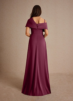 Azazie Milton Mother of the Bride Dresses Mulberry A-Line Pleated Stretch Satin Dress image4