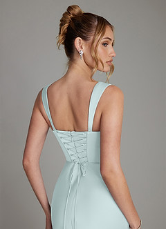 Azazie Agustina Robes de demoiselle d'honneur Robe Sirène en Satin extensible Corset Verre De Mer image6