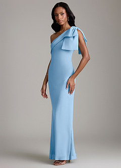 Azazie Yuanna Bridesmaid Dresses Powder Blue Mermaid One Shoulder Chiffon Dress image5