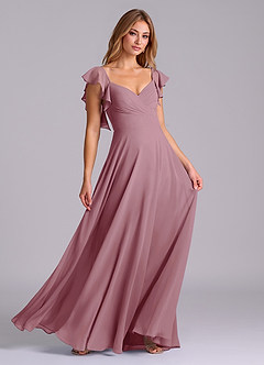 Azazie Leilani Bridesmaid Dresses Vintage Mauve A-Line Pleated Chiffon Dress image3