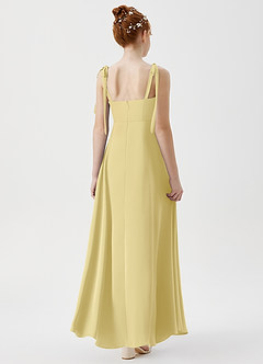 Azazie Rosey Junior Robe Trapèze en Satin extensible Encolure en Forme de Cœur Sorbet Citron image2