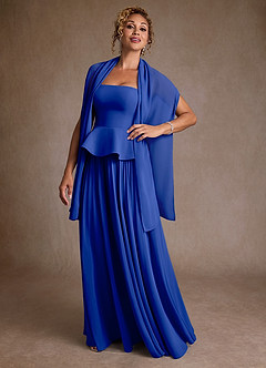 Azazie Josabeth Abiti per la Madre della Sposa Abito A-Line in Chiffon Plissettato Blu Reale image2