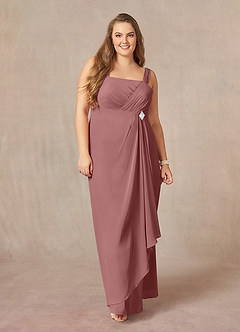 Azazie Weisz Mother of the Bride Dresses Desert Rose A-Line Square Neckline Pleated Chiffon Dress image4