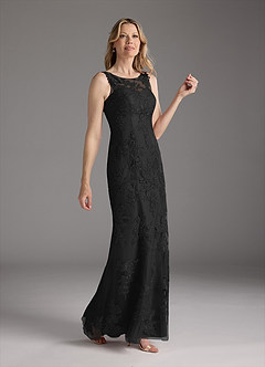 Azazie Whilhelmina vestidos de madre de la novia Vestido de Negro de Gasa de Sirena con Encaje image4
