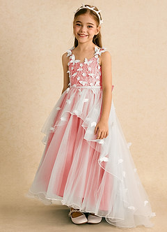 Azazie Darlina vestidos de niña de las flores Vestido de Marfil Coral de Tul de Princesa con Encaje image6