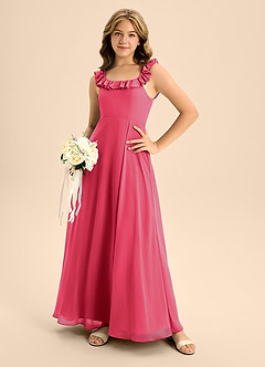 Azazie Callie Junior Scarlet A-Line Ruched Chiffon Dress image6