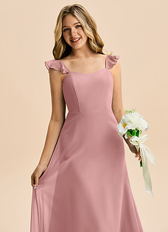 Azazie Mavie Junior Dusty Rose A-Line Ruched Chiffon Dress image5