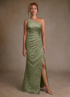 Azazie Joylin Moeder van de bruid jurken Trompet Jurk van Bloemen Burn-out One-Shoulder Pistache image4