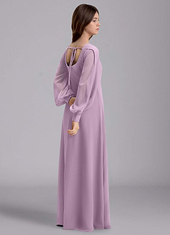 Azazie Bondi Junior Vestido de Glicinia de Gasa de Corte en A con Blusón image6