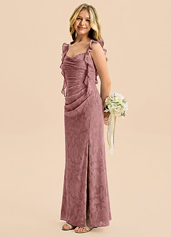 Azazie Jessamine Junior Dusty Rose Mermaid Sweetheart Neckline Floral Burnout Dress image3