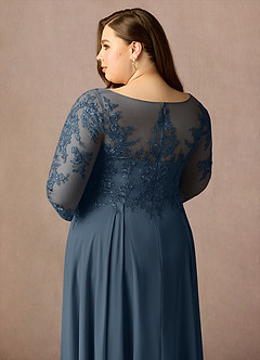Azazie Marge Brudens mor kjoler A-Line Scoop Blonde Chiffon Te-længde Kjole image12
