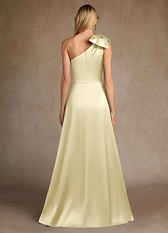 Azazie Easton Kleider für die Brautmutter A-Linie One-Shoulder Stretch-Satin Kleid Zitronensorbet image3