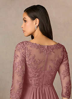 Azazie Hayek Mother of the Bride Dresses Desert Rose A-Line V-Neck Lace Chiffon Dress image5