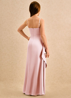 Azazie Cannoli Girls Formal Vestidos de florista Vestido Rosa Corado de Cetim elástico de Linha A com Plissado image2