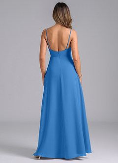 Azazie Sarella Bridesmaid Dresses Blue Jay A-Line with Pockets Chiffon Dress image2
