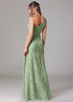 Azazie Ellianna Bridesmaid Dresses Dusty Sage A-Line One Shoulder Floral Burnout Dress image4