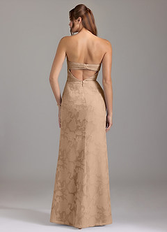 Azazie Leonis Jurken voor bruidsmeisjes Converteerbaar Jurk van Bloemen Burn-out met Kolom Strapless Champagne image6
