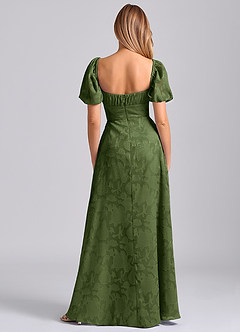 Azazie Mirian Bridesmaid Dresses Olive A-Line Sweetheart Neckline Floral Burnout Dress image6