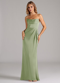Azazie Johana Bridesmaid Dresses Dusty Sage Mermaid Off the Shoulder Stretch Satin Convertible Dress image5
