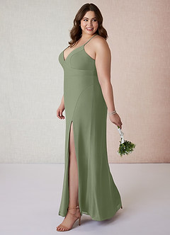 Azazie Becca Final Sale Dark Navy Sheath V-Neck Chiffon Dress image9