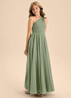 Azazie Charlize Junior A-Linie Plissee Chiffon Kleid Pistazie image5