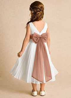 Azazie Margot Abiti da Ragazza di Fiori Abito A-Line in Chiffon Plissettato Avorio Bronzo image5