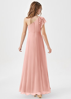 Azazie Arabella Junior Agave A-Line Ruched Chiffon Dress image6