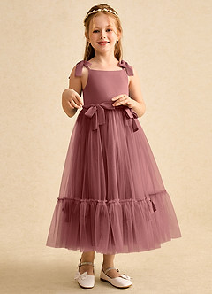 Azazie Jaci Flower Girl Dresses Amethyst A-Line Spaghetti Strap Chiffon Dress image3