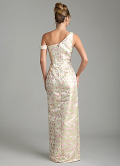 Azazie Elva Robes de demoiselle d'honneur Robe Fourreau en Jacquard Épaule décolletée Fleur Rougissante image3