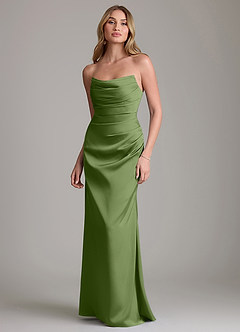 Azazie Lucille Vestidos de damas de honor Vestido de Enebro de Satén Elástico de Corte Sirena Convertible con Sin tirantes image1