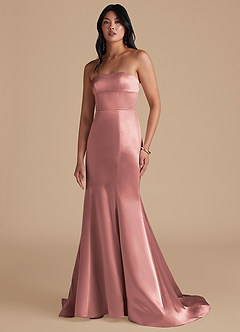 Azazie Aura Bridesmaid Dresses Dusty Rose Mermaid Metallic Satin Convertible Dress image6