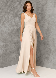 Azazie Kori Final Sale White Alabaster A-Line Pleated Chiffon Dress image1