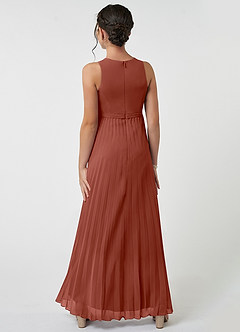 Azazie Lindie Junior Auburn A-Line Pleated Chiffon Dress image4