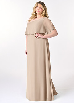 Azazie Lizzy Brautjungfernkleider A-Linie One-Shoulder Chiffon Kleid Taupe image10
