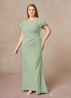 Azazie Peppermint Mother of the Bride Dresses Dusty Sage Mermaid Scoop Ruched Stretch Crepe Dress image8