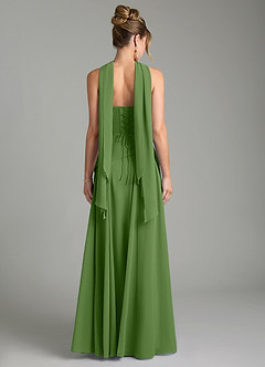 Azazie Gabriela Bridesmaid Dresses Basil A-Line Corset Chiffon Dress image2