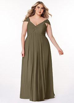 Azazie Kaitlynn Abiti da Damigella Abito Convertibile Impero in Chiffon Increspato Willow Green image10